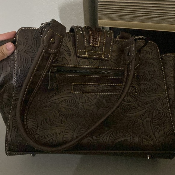 TRINITY RANCH WESTERN BROWN LEATHER PURSE - Picture 5 of 15